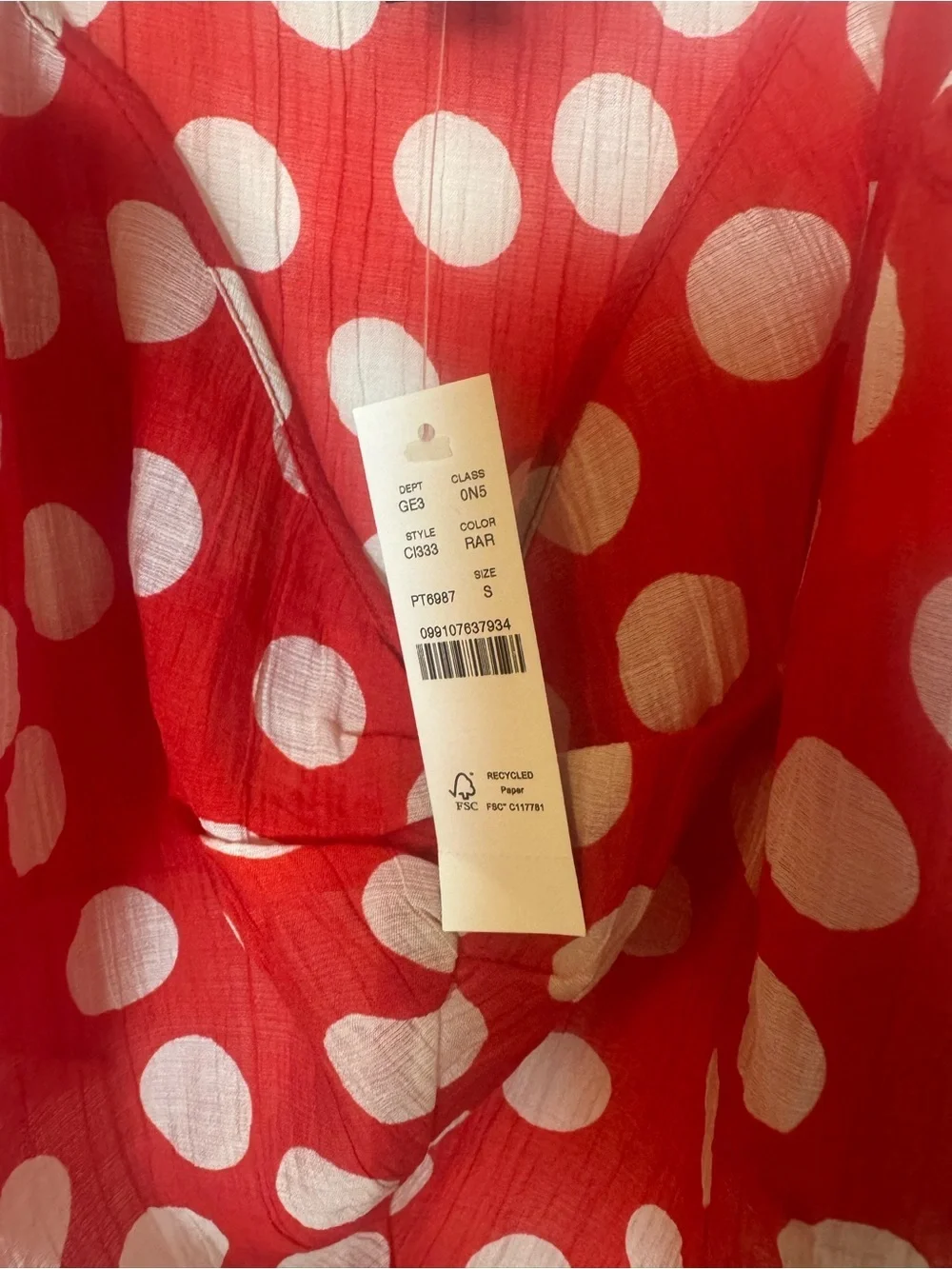 J.Crew Red Polka Dot Cami Tank Top Sheer NWT Size Small